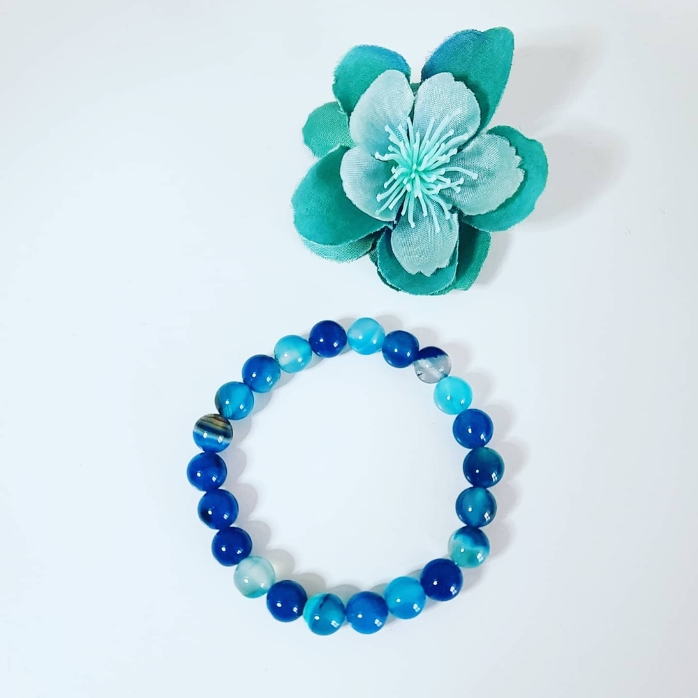 Blue Lace Agate beaded bracelet 💙